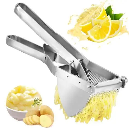 Produktbild: Kartoffelpresse, Kartoffelquetsche Edelstahl Baby Essen Obst und Gemüse Kartoffelstampfer, Spaghettieispresse, Potato Ricer, Potato Masher, für Gemüsebrei, Kartoffelpüree, Obstsäfte, Püree