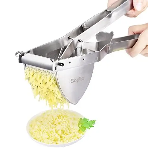 Produktbild: Kartoffelpresse, Sopito Kartoffelpresse Edelstahl Baby Essen Obst und Gemüse kartoffelstampfer für Cremige Flauschige Kartoffelpüree und Lebensmittelrezept