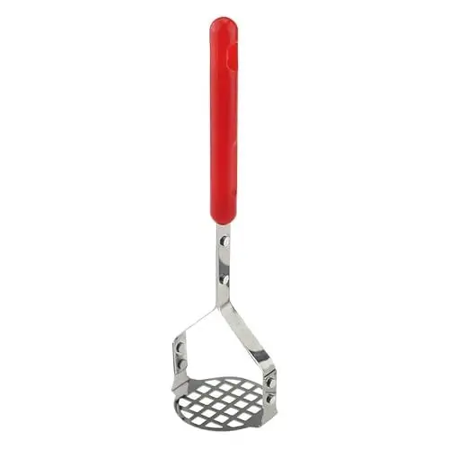 Produktbild: Kartoffelstampfer 26cm Edelstahl Kartoffel Stampfer Gemüsestampfer Multifunktional Potato Masher Kartoffelpresse, Spülmaschinengeeignet Küchenstampfer für Kartoffelbrei, Gemüse, Früchte (Rot)