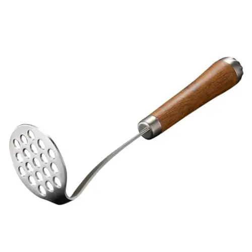 Produktbild: MUCKLILY Kartoffelstampfer Bohnenstampfer aus Edelstahl Reispresse für Fruchtpresse Sieb für Stampfer für Kartoffel Küchenwaren Lebensmittel Holzgriff Gemüse Schleifer Baby Werkzeug Holz