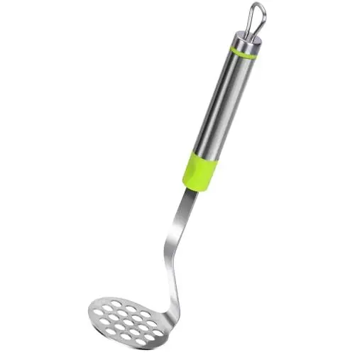 Produktbild: Kartoffelstampfer Edelstahl Potato Masher Handstampfer Kartoffelpresse Lebensmittelstampfer für Kartoffelbrei, Süßkartoffeln,Früchte und Gemüse（grün）