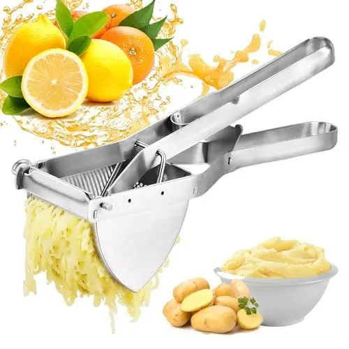 Produktbild: Kartoffelstampfer,Kartoffelpresse für Kartoffelpüree,Kartoffelpresse Edelstahl mit Rund-Lochung, Spülmaschinengeeignet,Kartoffelstampfer Edelstahl für Kartoffelpüree,Obstsäfte,Gemüsebrei,Püree