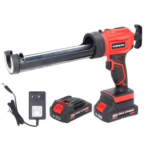 Produktbild: 250 Kg Schub-Akku-Kartuschenpistole, Tropffreie Silikonpistole mit LED-Licht, 4 Einstellbare Geschwindigkeiten und Lithiumbatterie X 2, 100 Bis 240 V, für Hausrenovierung,