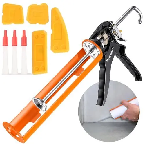Produktbild: Kartuschenpresse, Preciva Kartuschenpistolen/Silikonspritzen Hochwertige Silikonpistole - Ferro-Aluminium-Silikonpistole für alle handelsüblichen 310 ml Dicht- und Klebstoffkartuschen
