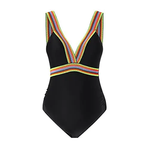 Produktbild: Kaschierender Bikini Damen Umstandsmode Halfter Schwangerschaft Badeanzug Soild Badeanzüge Schwimmanzug Hochgeschlossen (Black, S)