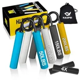 Produktbild: kasifei Metall Griffkraft Trainer, 4er Pack (22.5, 45, 67.5, 90kg) Handtrainer Unterarmtrainer, Handgriff Handgelenk Trainingsgerät, Fitnessgeräte für Zuhause