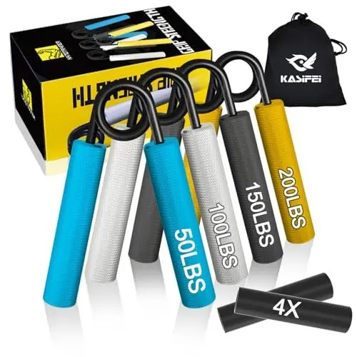 Produktbild: kasifei Metall Griffkraft Trainer, 4er Pack (22.5, 45, 67.5, 90kg) Handtrainer Unterarmtrainer, Handgriff Handgelenk Trainingsgerät, Fitnessgeräte für Zuhause