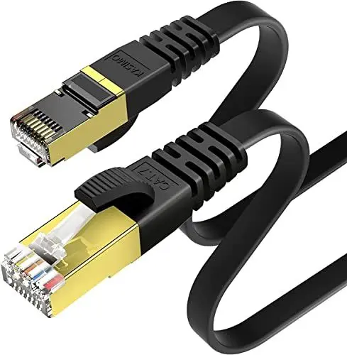 Produktbild: KASIMO Cat 7 Lan Kabel Flach Netzwerkkabel 0,5m 1m 1,5m 2m 3m 5m 10m 15m 20m 30m Cat 7 Kabel Flach - 10 Gbits / 600MHz - Ethernet Kabel Mit Vergoldetem RJ45 – Lan Kabel Cat 7 Schwarz