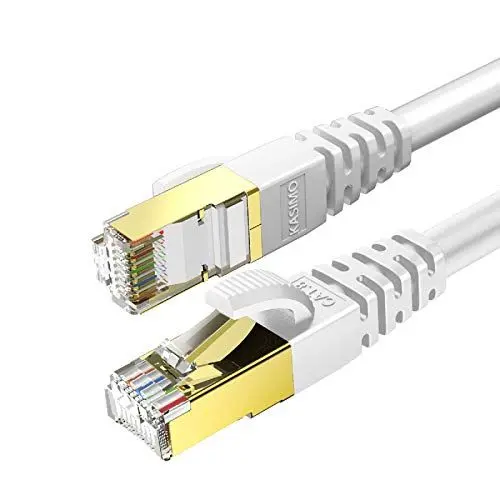 Produktbild: KASIMO Cat 8 Lan Kabel 2m Für 40Gbps Ethernet, Superschnell Flexibel und Robust Mit Vergoldetem RJ45, Netzwerkkabel Patchkabel Weiß