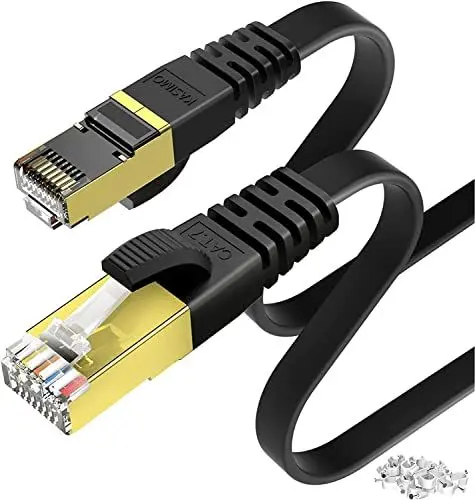 Produktbild: KASIMO Lan Kabel 10meter Netzwerkkabel 10 meter CAT 7 Kabel 10m Flach 10G/s Ethernet Kabel 10m mit vergoldetem RJ45 internetkabel 10m lan kabel 10m lan kabel 10 meter netzwerkkabel cat 7 10m Schwarz