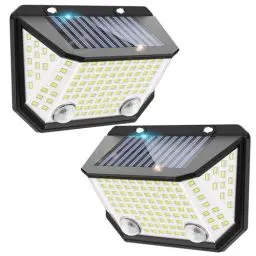 Produktbild: Kasonic Solar-Doppelsensor-Leuchten für den Außenbereich, 6500K Solar-Bewegungszaunleuchten mit 300° Beleuchtungswinkel, Geeignet für Häuser, Wasserdichte Solar-Treppenleuchten, 2er-Pack