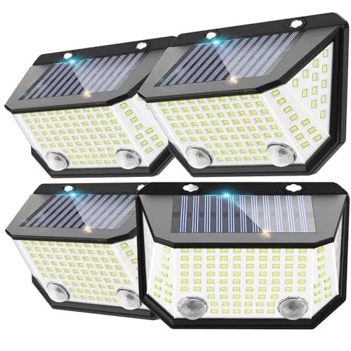 Produktbild: Kasonic Solar-Doppelsensor-Leuchten für den Außenbereich, 4er-Pack