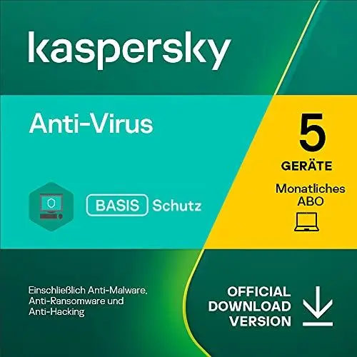 Produktbild: Kaspersky Anti-Virus 2023 | 5 Geräte | Monatliches Abo | Windows | Aktivierungscode per Email