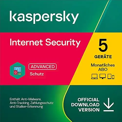 Produktbild: Kaspersky Internet Security 2023 | 5 Geräte | Monatliches Abo | Windows/Mac/Android | Aktivierungscode per Email