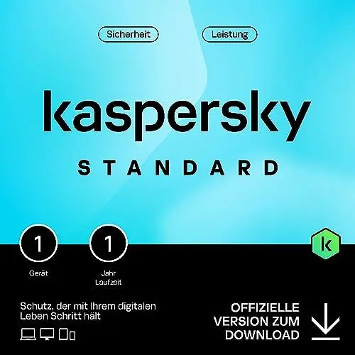 Produktbild: Kaspersky Standard Anti-Virus 2025 | 1 Gerät | 1 Jahr | Umfassender Schutz | Online-Banking Schutz | Leistungsoptimierung | PC/Mac/Mobile | Aktivierungscode per Email