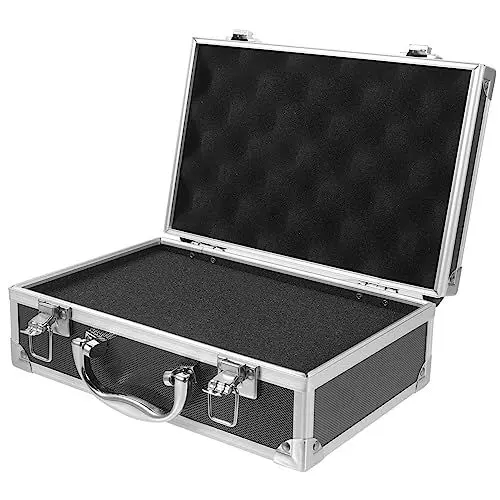 Produktbild: Homoyoyo Multifunktionale Tragbare Werkzeugbox Aus Aluminiumlegierung Kleiner Handwerkzeugkoffer Mit Schaumstoffauskleidung Für Elektriker Aktenaufbewahrung Und Unterwegs