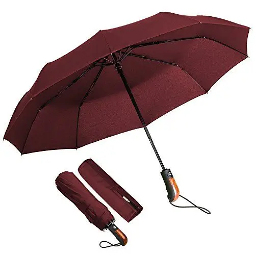 Produktbild: KASTEWILL Regenschirm Schirm Damen & Herren,Taschenschirm Sturmfest Windsicher Stabil Verstärkt XL Automatik bis 140 km/h mit 10 Edelstahl Rippen &Teflon Beschichtung für Reise Outdoor Klein,Rot