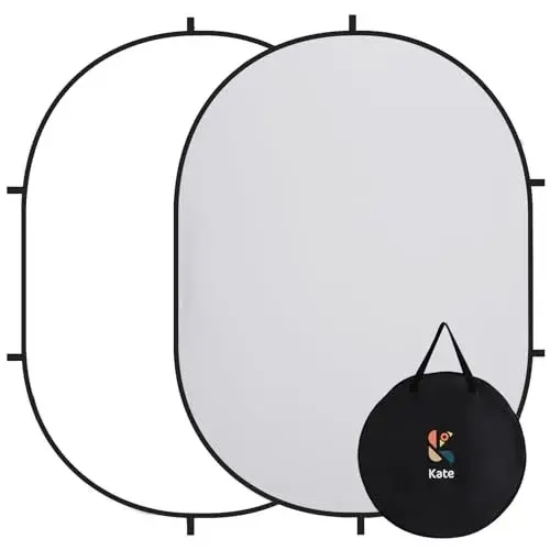 Produktbild: Kate Faltbarer Hintergrund Collapsible Backdrops Pop up Hintergrund Fotohintergrund Fotografie für Fotografie, Gaming und Live-Streaming(1.5x2m,Weiße/Grau)