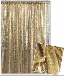 Produktbild: Kate Foto Hintergrund Gold Garn bedeckt Pailletten Fotografie Studio Fotografie Hintergrund glänzend Party Dekoration Glitzer Vorhänge 4x7ft / 1.25x2.2m