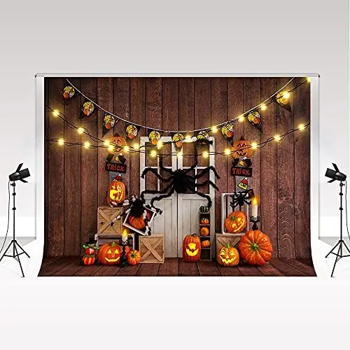 Produktbild: Kate Halloween Halloween Nachtparty Dekorations Hintergrund 7x5ft/2.2x1.5m Horror Atmosphäre Kürbis Spinne Studio Hintergrund für Kostüm Dress-up Party Fotostudio Fotoleinwand Hintergrund