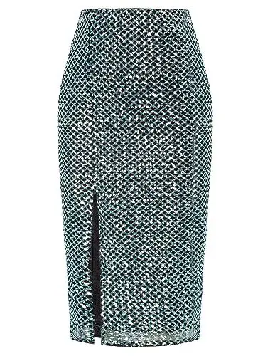 Produktbild: Kate Kasin Bleistiftrock Mit Hoher Taille Und Pailletten Farbe:GrünM