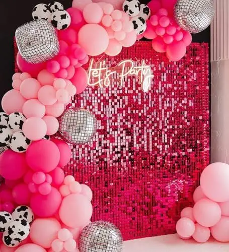 Produktbild: Kate Shimmer Wall Panels Pailletten Hot Pink Wand Pailletten Hintergrund Party Panels für Party Dekoration 24PCS