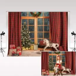 Produktbild: Kate Weihnachts Hintergrund Fotografie 2.2x1.5m/7x5ft Fotostudio Fotohintergrund Weihnachtsdekoration Zubehör Weihnachtsfeier Dekoration Baby Foto Shooting Hintergrund