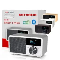 Produktbild: Kathrein DAB+ 1 Mini I DAB Plus Radio mit Akku I Digitalradio DAB+ & UKW mit Bluetooth, Aux 3,5mm I Küchenradio, Badradio I Tragbares Radio als Lautsprecher für Streaming I Retrodesign in Silber