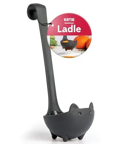 Produktbild: OTOTO Katie Cat Suppenkelle –, Schwarze Katze, Gothic-Geschenk für Katzenliebhaber – Gruseliges Küchenzubehör, Lustige Geschenke