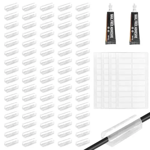 Produktbild: KATIMI 80 Stück Kabelclips Selbstklebend, Transparent Kabelhalter Selbstklebend, Kabel Organizer Clips Selbstklebende Kabelklemmen, Keine Spur Kabelmanagement mit Selbstklebenden Pads