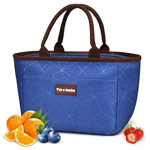 Produktbild: Kato Tirrinia Isolierte Mittagessen Tasche, Auslaufsichere Kühltasche Klein, Mittagessen Tasche für Frauen Männer Kinder, Picknick-Tasche für Schule Arbeit Park, Navy Diamond
