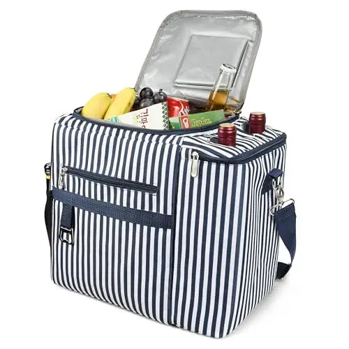 Produktbild: Kato Tirrinia 20L Groß Kühltasche Isoliertasche, Picknickkorb Kühlbox mit Flaschentasche 2 Flaschen & Bier Flaschenöffner, Kühlkorb Thermo Tasche für Camping Picknick BBQ Strand Auto Einkaufen,
