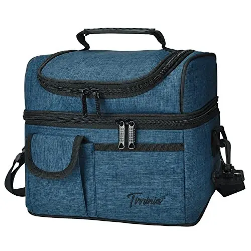 Produktbild: Kato Tirrinia Isolierte Lunchtasche wasserdichte Thermo-Bento-Kühltasche für Männer und Frauen auslaufsichere Lunchbox mit zwei Fächern Schultergurt und Vordertaschen, 10.3