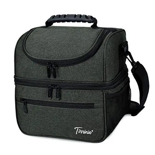 Produktbild: Kato Tirrinia Faltbar Groß Kühltasche 17L(23Dosen), Doppellagige Isoliertasche Lunchtasche Picknicktasche, Groß Wasserdichte Thermotasche für Arbeit Baustelle Auto Strand Picknick, Holzkohle