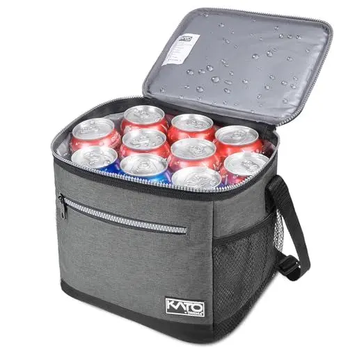 Produktbild: Kato Tirrinia Kühltasche Klein, 10.5L, Isolierte Lunchtasche für Arbeit, Studenten, Faltbar Auto Kühlbox, Tragbare Brotdose für Herren und Damen, Picknicktasche für Reise, Strand, Camping, Dunkelgrau