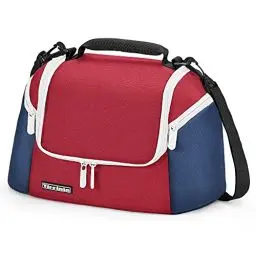 Produktbild: Kato Tirrinia Kühltasche Lunchtasche für Damen Herren, Mittagessen Tasche Thermotasche Picknicktasche Isoliertasche mit 2 Reißverschlusstaschen für Erwachsene für Büro Arbeit Picknick, Rot Blau
