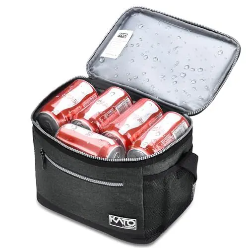 Produktbild: Kato Tirrinia Kühltasche Klein, 7.8L, Isolierte Lunchtasche für Arbeit, Studenten, Faltbar Auto Kühlbox, Tragbare Brotdose für Herren und Damen, Picknicktasche für Reise, Strand, Camping, Holzkohle