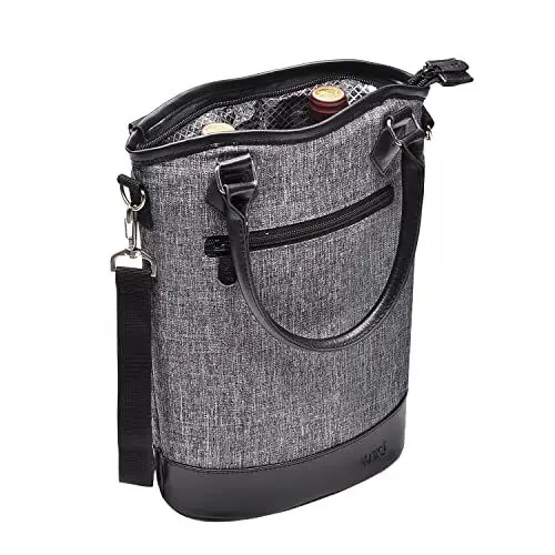 Produktbild: Kato Tirrinia Kühltasche für 2 Flaschen Weinkühltasche Waschbar mit Isoliert,Griff & Schultergurt, Tragetasche Transport für Wein Bier für Reise, Picknick, Strand, Geschenk für Weinliebhaber