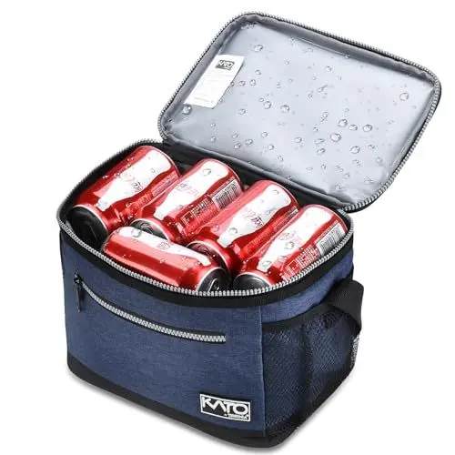 Produktbild: Kato Tirrinia Kühltasche Klein, 7.8L, Isolierte Lunchtasche für Arbeit, Studenten, Faltbar Auto Kühlbox, Tragbare Brotdose für Herren und Damen, Picknicktasche für Reise, Strand, Camping, Dunkelblau