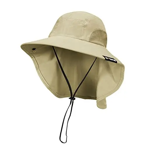 Produktbild: Kato Tirrinia Outdoor Sonnenhut Herren Damen mit Nackenschutz, UPF 50 UV Schutz Safari Bucket Hut, Faltbar Cap Sonnenschutz für Anglerhut Wanderhut Gartenhut Tropenhut, Khaki