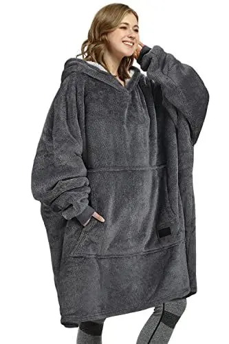 Produktbild: Kato Tirrinia Übergroße Warme Hoodie Sweatshirt Decke, Weiche Flanell Damen Deckenpullover, Komfortable Kapuzenpullover, Gemütlich Geschenke Decke für Erwachsene, Männer, Frauen, Teenager,