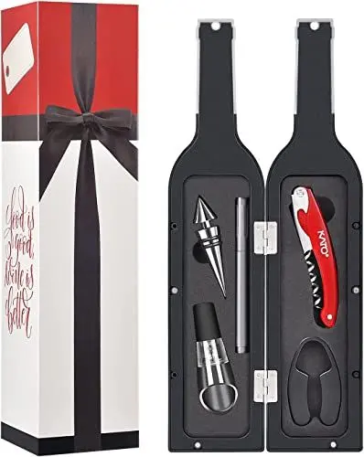 Produktbild: Kato Tirrinia Wein Korkenzieher Zubehör Set Weinflaschenöffner Werkzeug Set mit 5 Stück Party Geschenk Set für Weinliebhaber, mit Öffner Ausgießer Stopfen Folienschneider Zeichenstift markieren