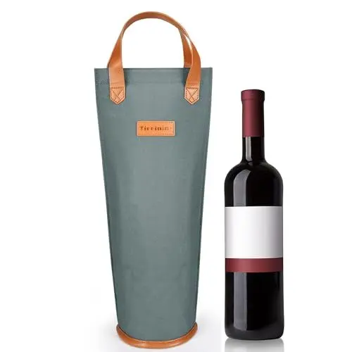 Produktbild: Kato Tirrinia Kühltasche Klein 1 Flaschen, Kleine Kühlbox Mini-kühltasche Männerhandtasche Bier, Flasche 1 Flaschentasche Getränketasche Biertasche Weintasche für Celebrations Geschenke,10x36(Grau)