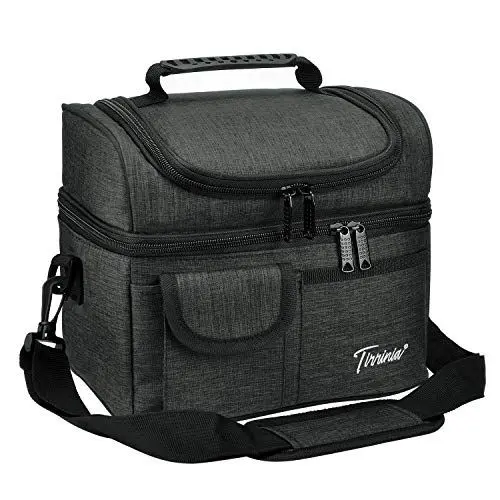 Produktbild: Kato Tirrinia Faltbar Klein Kühltasche 10L（14Dosen, Doppellagige Arbeit Lunchtasche Isoliertasche, Mini Wasserdichte Thermotasche für Arbeit Baustelle Auto Strand Picknick, Holzkohle