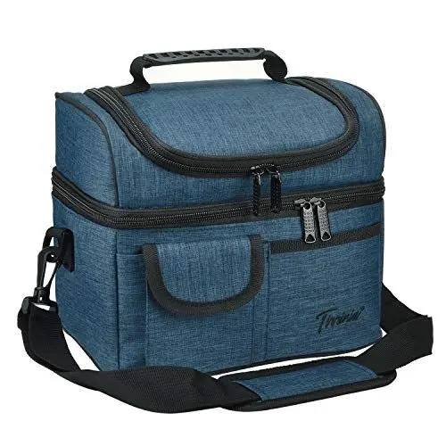 Produktbild: Kato Tirrinia Faltbar Klein Kühltasche 10L（14Dosen, Doppellagige Arbeit Lunchtasche Isoliertasche, Mini Wasserdichte Thermotasche für Arbeit Baustelle Auto Strand Picknick, Stahlblau