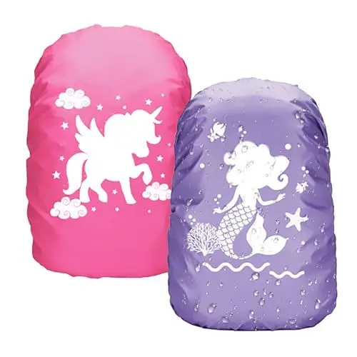 Produktbild: KATOOM 2stk Regenschutz Schulranzen Regenhülle Regenhülle Rucksack 30l Regenüberzug Rucksack Rucksäcke Regenschutz Ranzen wasserdicht für Outdoor Camping Wandern mit Reflexstreifen