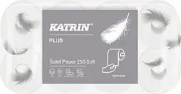 Produktbild: Katrin Toilettenpapier 3 lagig, Klopapier, WC Papier– Katrin Plus Toilet 250 SOFT – 9 x 8 Rollen, sehr weich, weiß