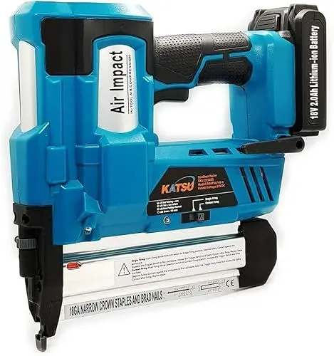 Produktbild: KATSU Akku-Nagler 18V mit 2,0Ah Batterie, Akku Tacker Nagelpistole - Ergonomisch - Mittlere Beanspruchung für Stoffe, Polster, Unterlagen, Teppiche, Dächer und Kunsthandwerk