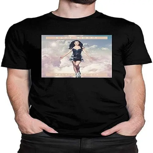 Produktbild: Ka-ty Pe-rry Walking On Air Tees Fashion Pullover Men's Crewneck T-Shirt Short Sleeve Top Unisex Pure Cotton Tee Black L