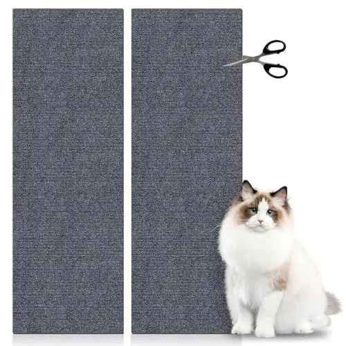 Produktbild: Katzen Kratzmatte, 2 Stück Katzenkratzbretter 30x100cm Kratzmatte Selbstklebend Grau Kratzbretter Katze Wand DIY Kratzteppich Katzenkratzschutz für Couch